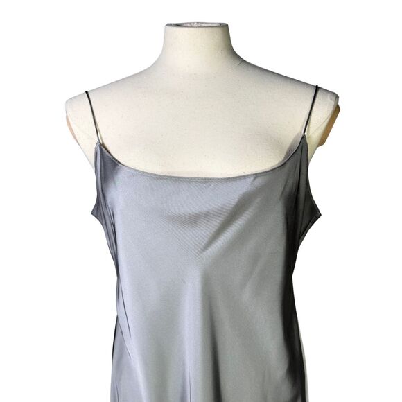 J. Crew Gwyneth Slip Midi Luster Charmeuse Dress Gray US Womens 14 90s Style - Picture 3 of 12